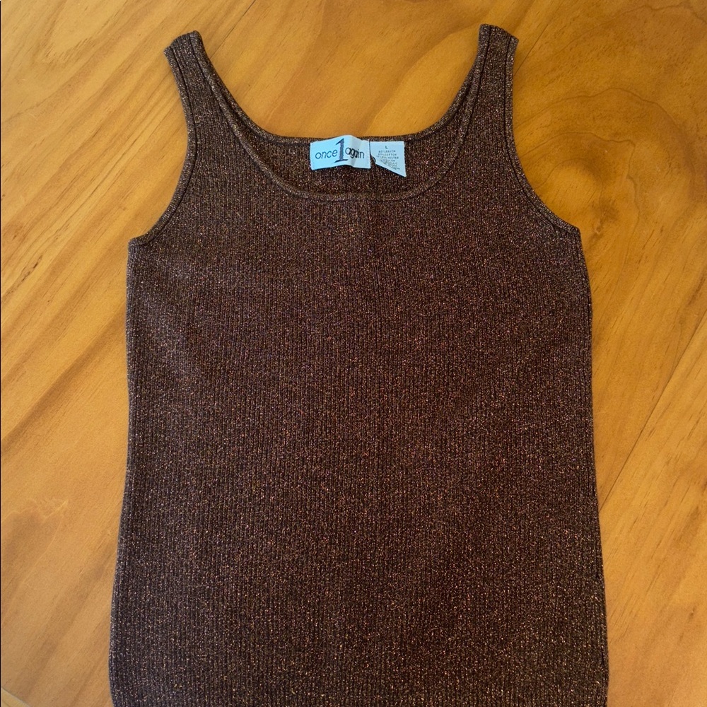 Once 1 Again Sparkly Brown Tank Top